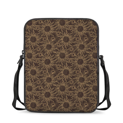Vintage Sun Pattern Print Rectangular Crossbody Bag