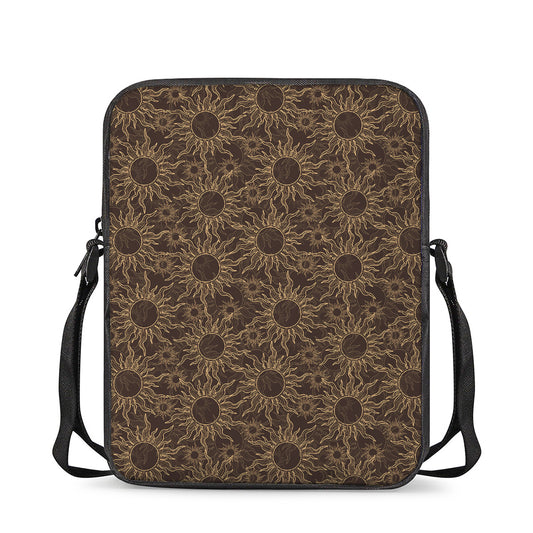 Vintage Sun Pattern Print Rectangular Crossbody Bag
