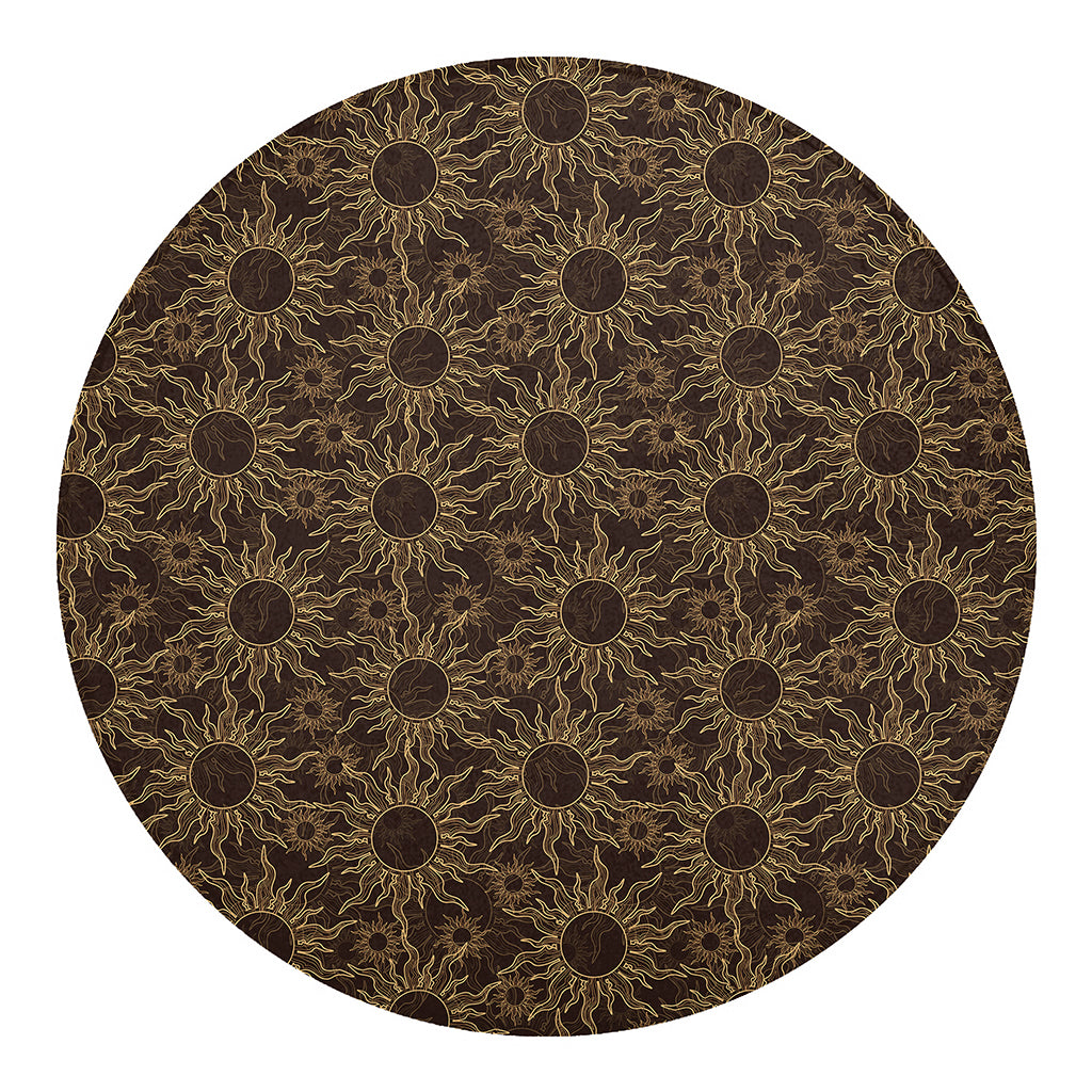 Vintage Sun Pattern Print Round Blanket