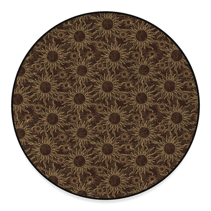 Vintage Sun Pattern Print Round Floor Mat
