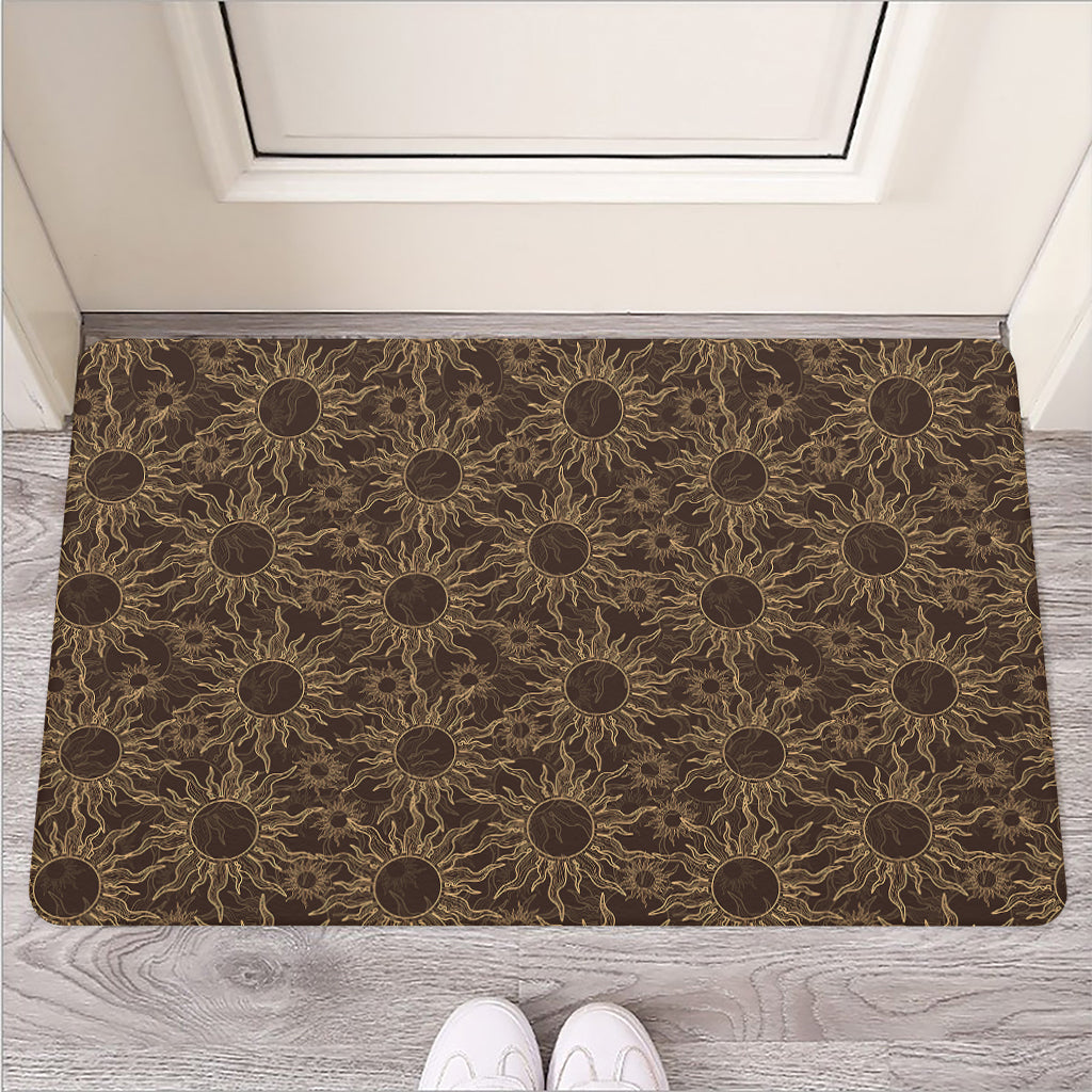 Vintage Sun Pattern Print Rubber Doormat
