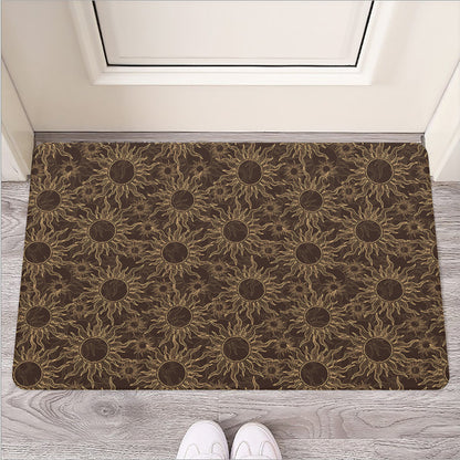 Vintage Sun Pattern Print Rubber Doormat