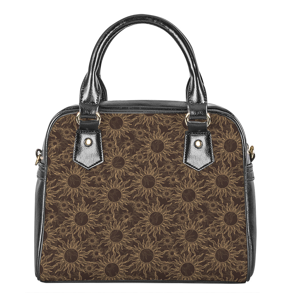 Vintage Sun Pattern Print Shoulder Handbag