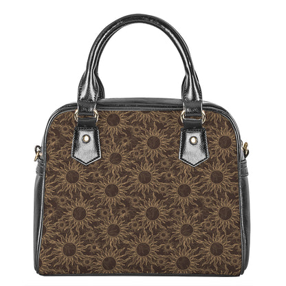 Vintage Sun Pattern Print Shoulder Handbag