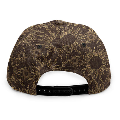 Vintage Sun Pattern Print Snapback Cap