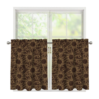 Vintage Sun Pattern Print Tier Curtains