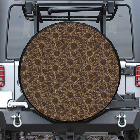 Vintage Sun Pattern Print Tire Cover
