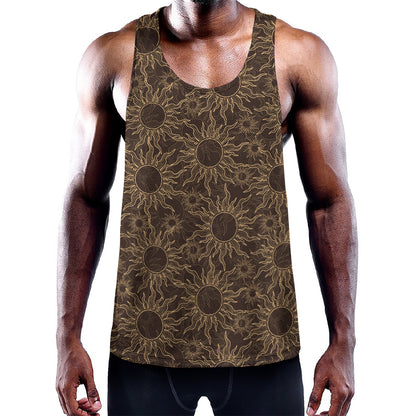 Vintage Sun Pattern Print Training Tank Top