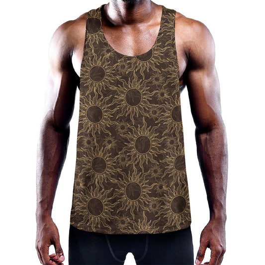 Vintage Sun Pattern Print Training Tank Top
