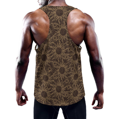 Vintage Sun Pattern Print Training Tank Top