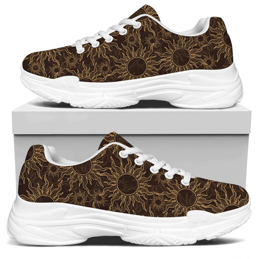 Vintage Sun Pattern Print White Chunky Shoes