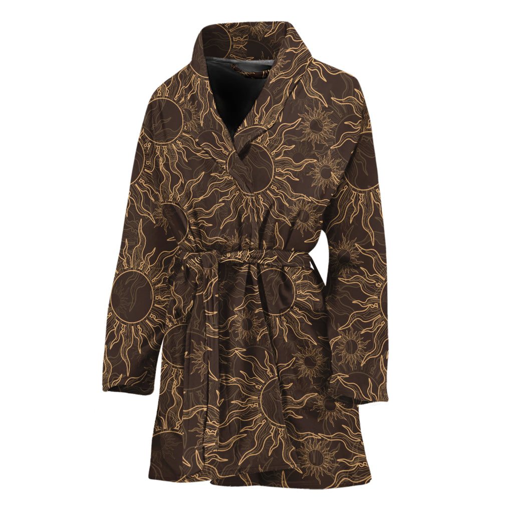 Vintage Sun Pattern Print Women's Bathrobe