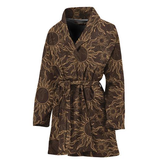 Vintage Sun Pattern Print Women's Bathrobe
