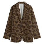 Vintage Sun Pattern Print Women's Cotton Blazer
