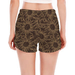 Vintage Sun Pattern Print Women's Split Running Shorts