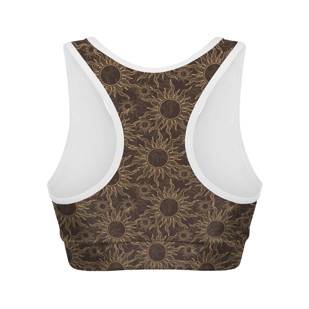 Vintage Sun Pattern Print Women's Sports Bra