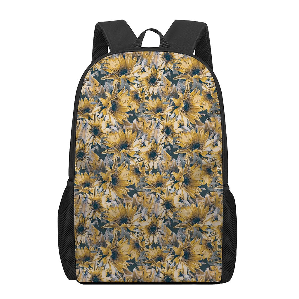 Vintage Sunflower Pattern Print 17 Inch Backpack