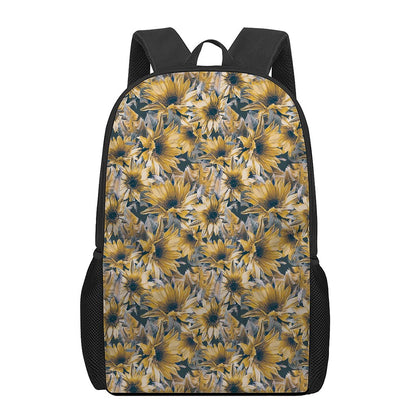 Vintage Sunflower Pattern Print 17 Inch Backpack