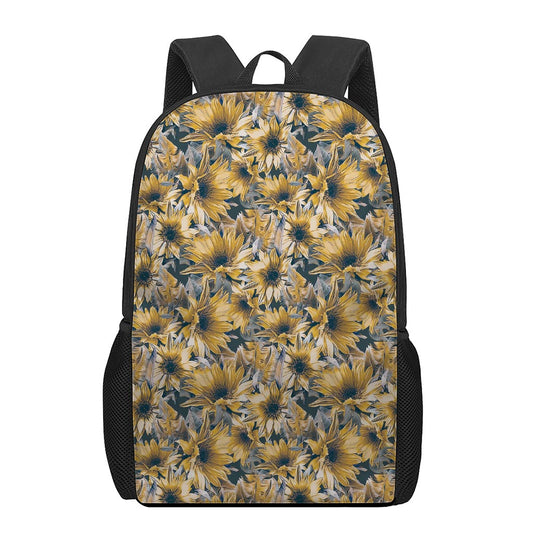 Vintage Sunflower Pattern Print 17 Inch Backpack