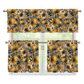 Vintage Sunflower Pattern Print 3 Piece Kitchen Curtains