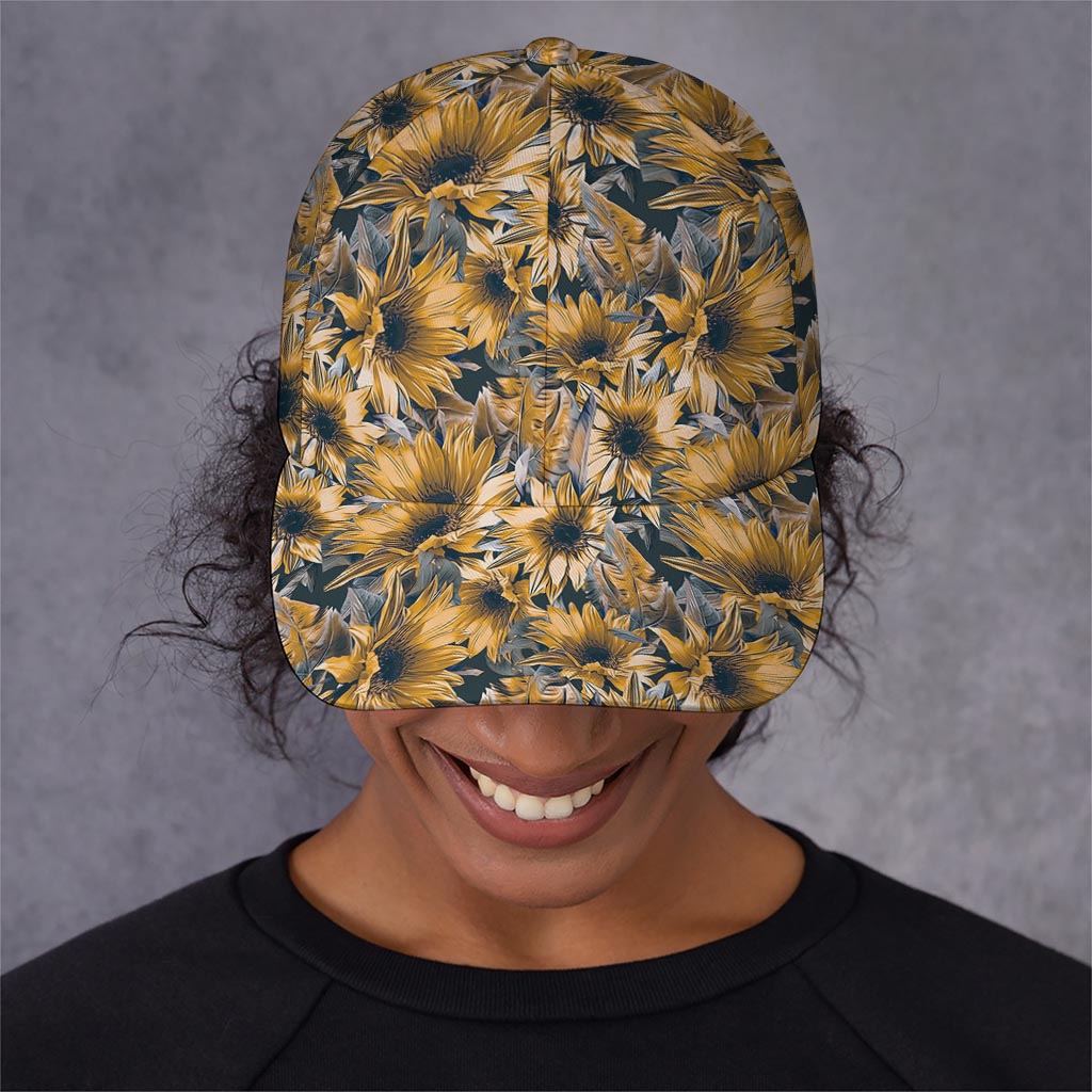 Vintage Sunflower Pattern Print Baseball Cap