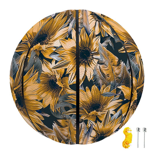Vintage Sunflower Pattern Print Basketball