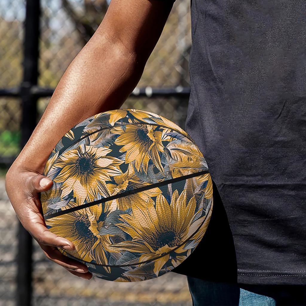 Vintage Sunflower Pattern Print Basketball