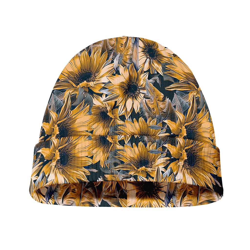 Vintage Sunflower Pattern Print Beanie