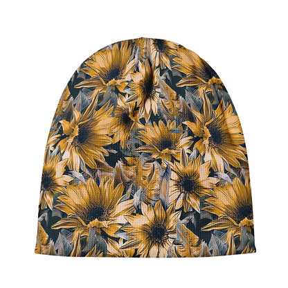 Vintage Sunflower Pattern Print Beanie