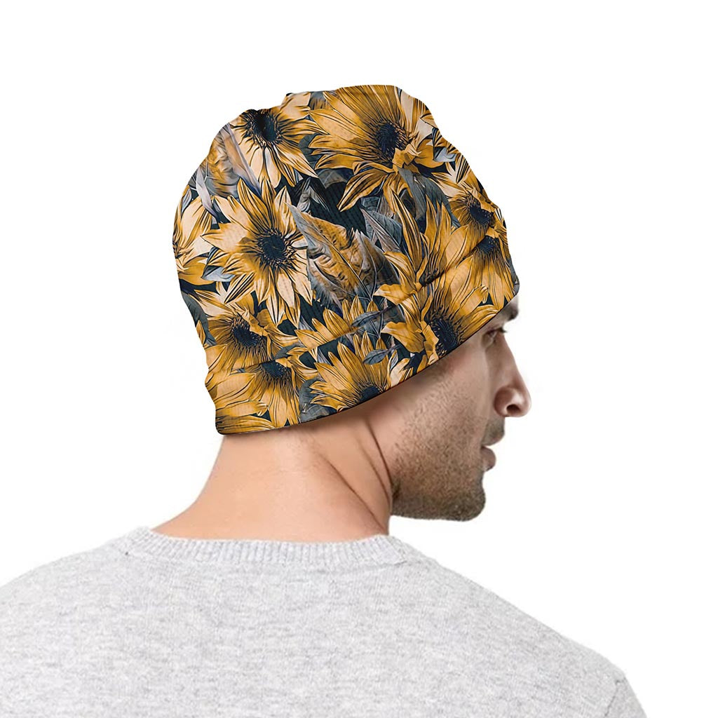 Vintage Sunflower Pattern Print Beanie