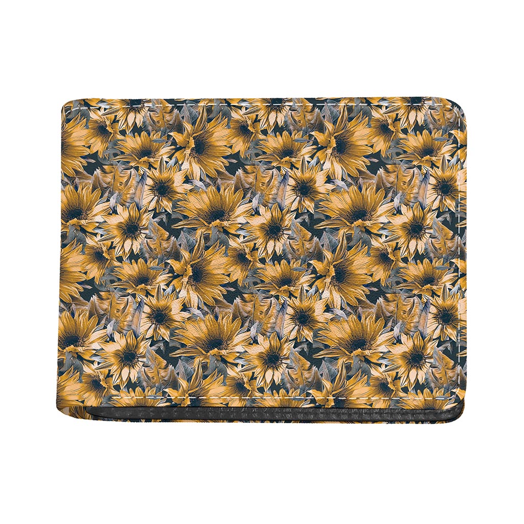 Vintage Sunflower Pattern Print Bifold Wallet