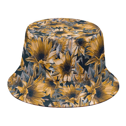 Vintage Sunflower Pattern Print Bucket Hat