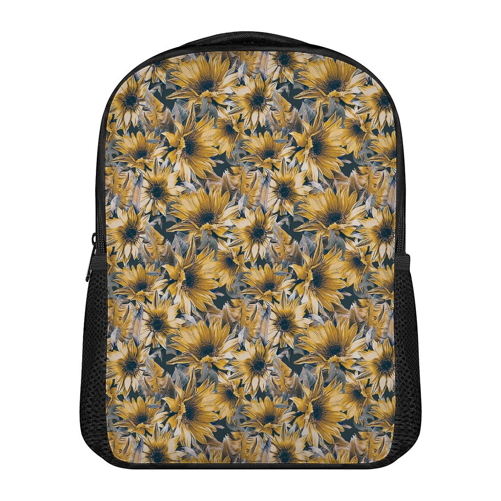 Vintage Sunflower Pattern Print Casual Backpack