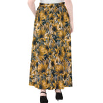Vintage Sunflower Pattern Print Chiffon Maxi Skirt