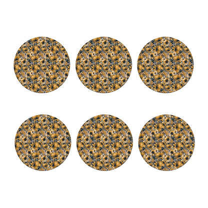 Vintage Sunflower Pattern Print Coaster Set