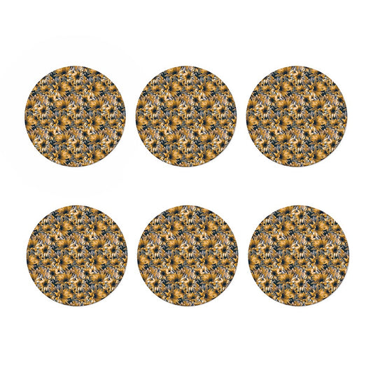 Vintage Sunflower Pattern Print Coaster Set