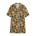 Vintage Sunflower Pattern Print Cotton Hawaiian Shirt