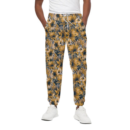 Vintage Sunflower Pattern Print Cotton Pants