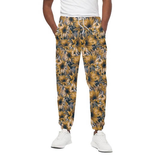 Vintage Sunflower Pattern Print Cotton Pants