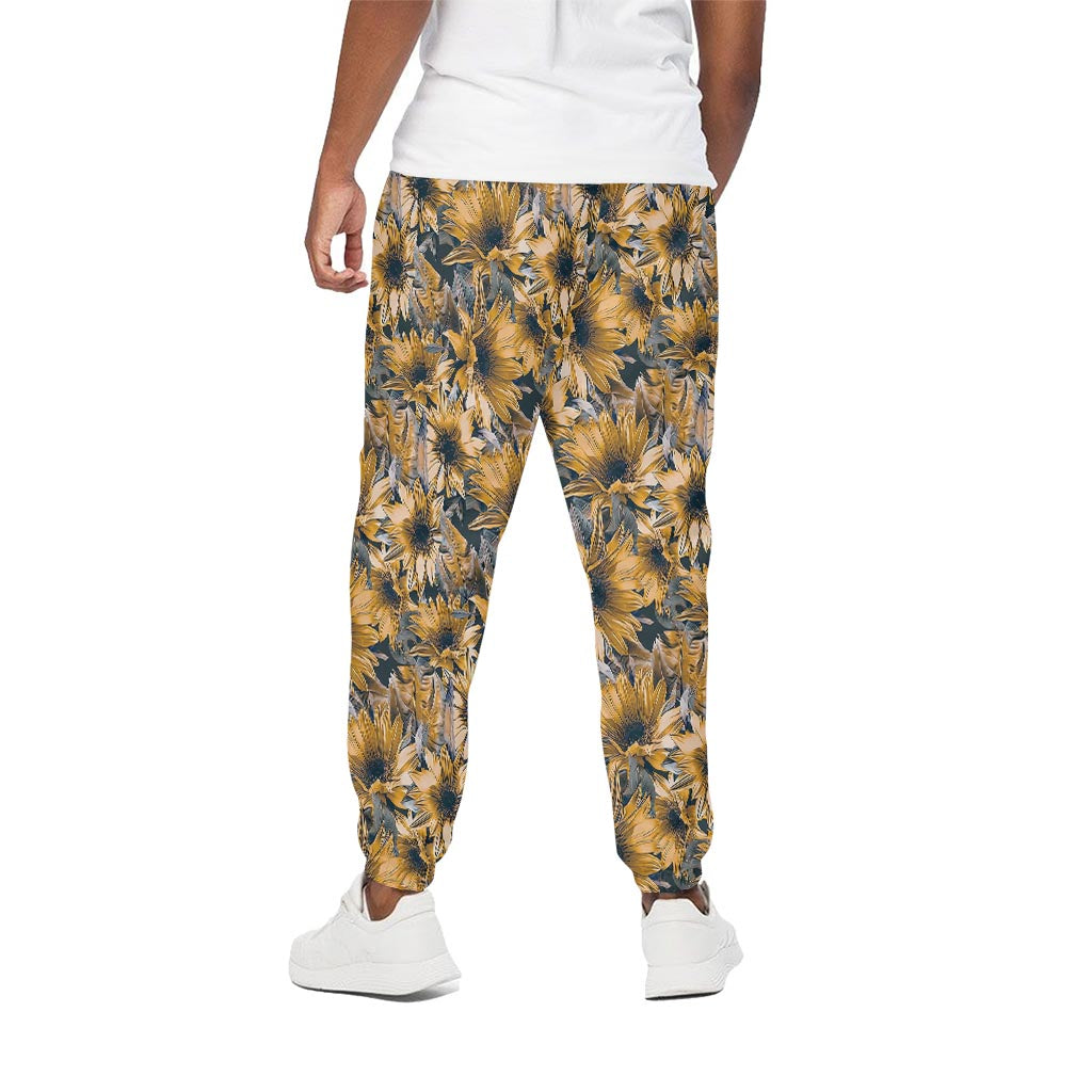 Vintage Sunflower Pattern Print Cotton Pants
