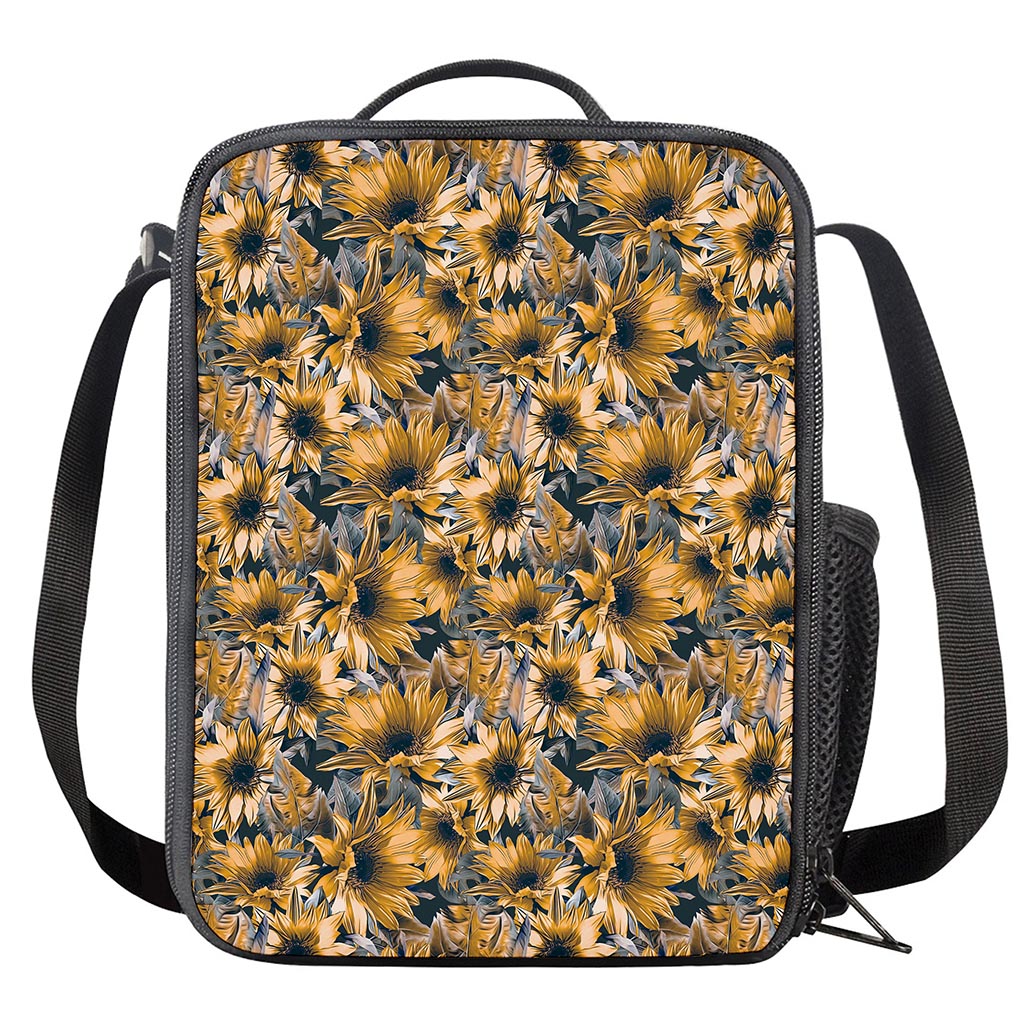 Vintage Sunflower Pattern Print Crossbody Lunch Bag