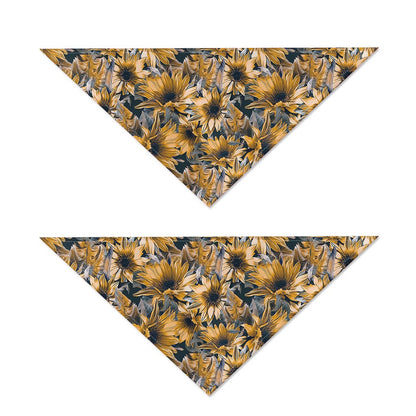 Vintage Sunflower Pattern Print Dog Bandana