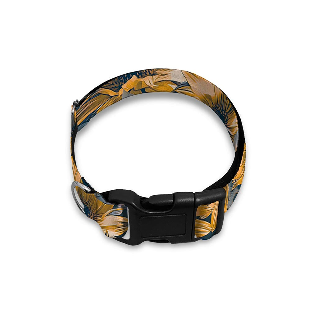 Vintage Sunflower Pattern Print Dog Collar