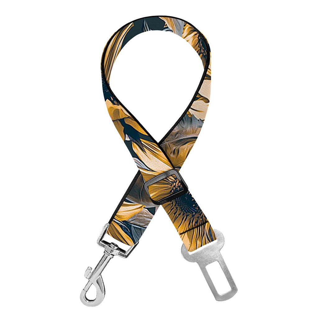 Vintage Sunflower Pattern Print Dog Seat Belt