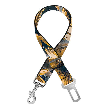Vintage Sunflower Pattern Print Dog Seat Belt