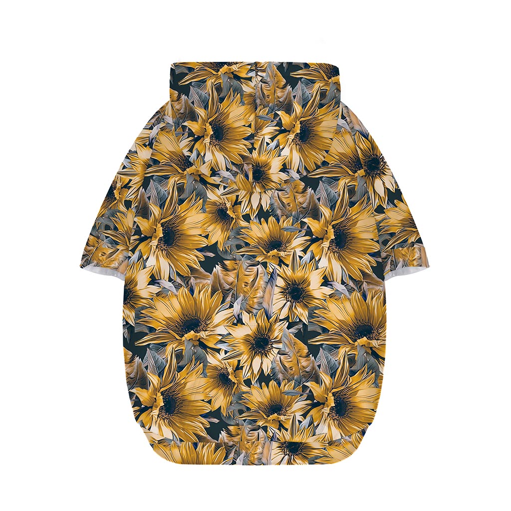 Vintage Sunflower Pattern Print Dog Zip Up Hoodie