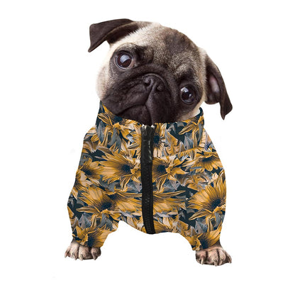 Vintage Sunflower Pattern Print Dog Zip Up Jacket
