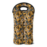 Vintage Sunflower Pattern Print Double Neoprene Wine Tote