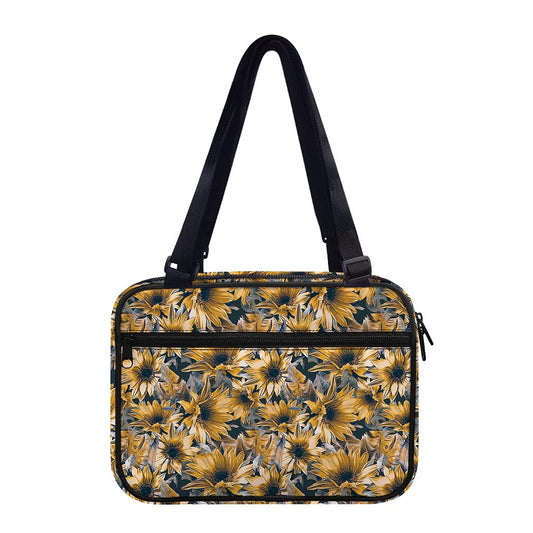 Vintage Sunflower Pattern Print Double Strap Bible Bag