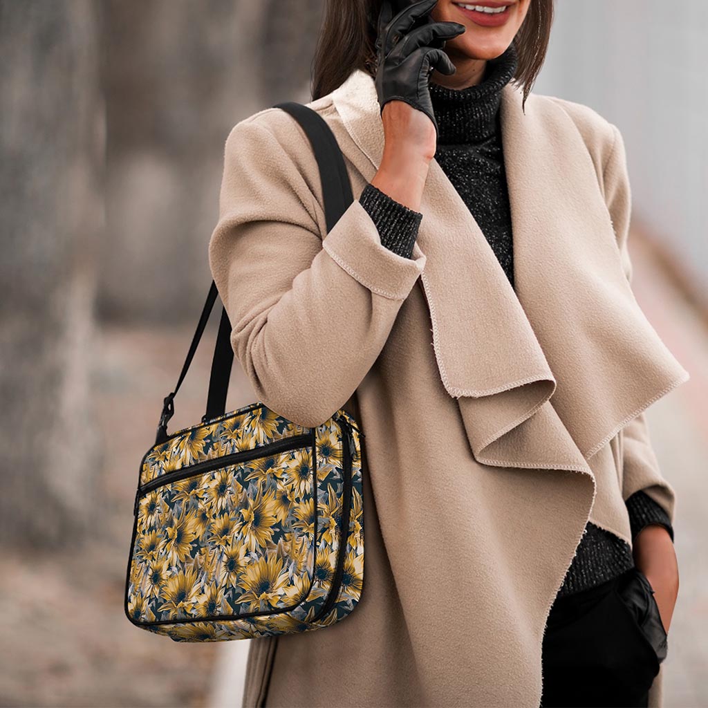 Vintage Sunflower Pattern Print Double Strap Bible Bag